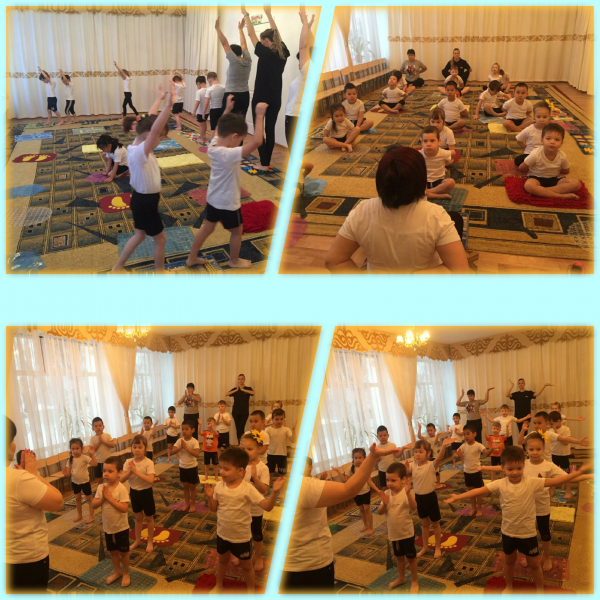 Сегодня в нашем детском  саду  воспитатели  совместно  с  родителями  провели  занятия  с  элементами  хатха  йоги