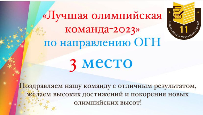 Республикалық пәндік олимпиаданың қалалық кезеңінің қорытындысы бойынша мектеп командасы от бағыты бойынша 