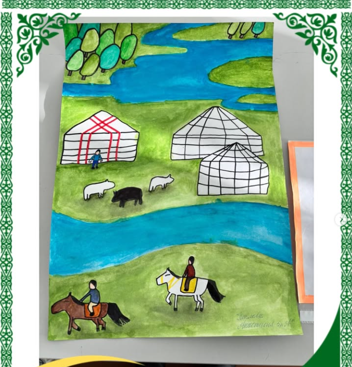 Қазақ тілі мен әдебиеті апталығы аясында мектепте “Менің Тәуелсіз Қазақстаным” тақырыбында суреттер байқауы өтті. 